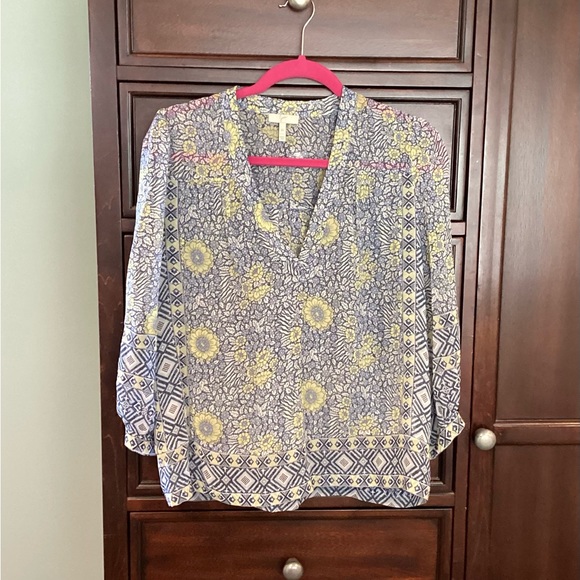 Joie Voile Silk Peasant Blouse EUC Sheer flowy - Picture 2 of 12